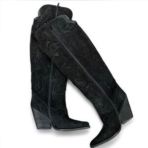 Jeffrey Cambell Black western knee-high cowboy boots